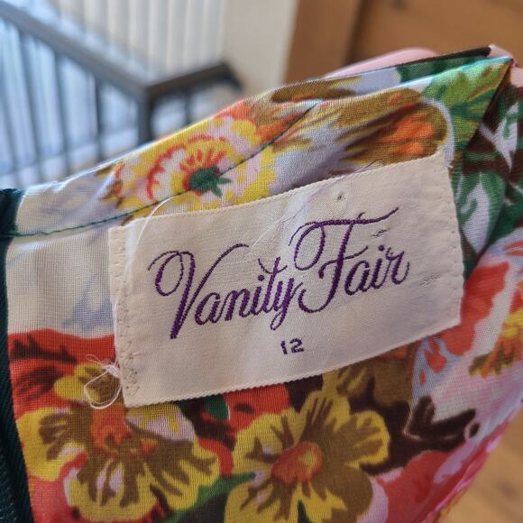 Vintage 60's Floral Vanity Fair Long Sleeve MCM Art Deco Blouse Shirt Top 12 - Picture 4 of 4